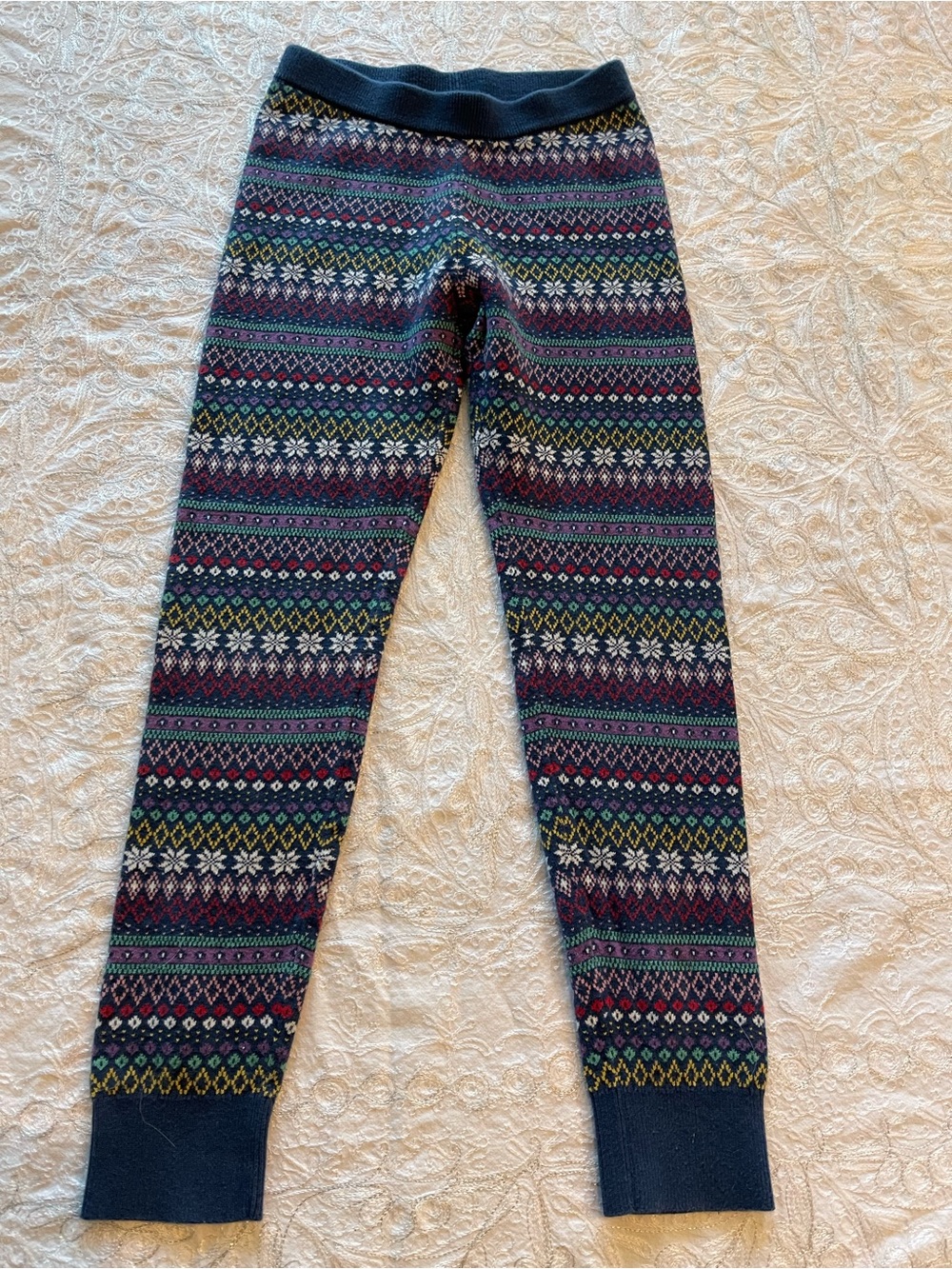 VGUC GAP Kids Fair Isle Knit Leggings - Navy Multi Sz L (10-12).